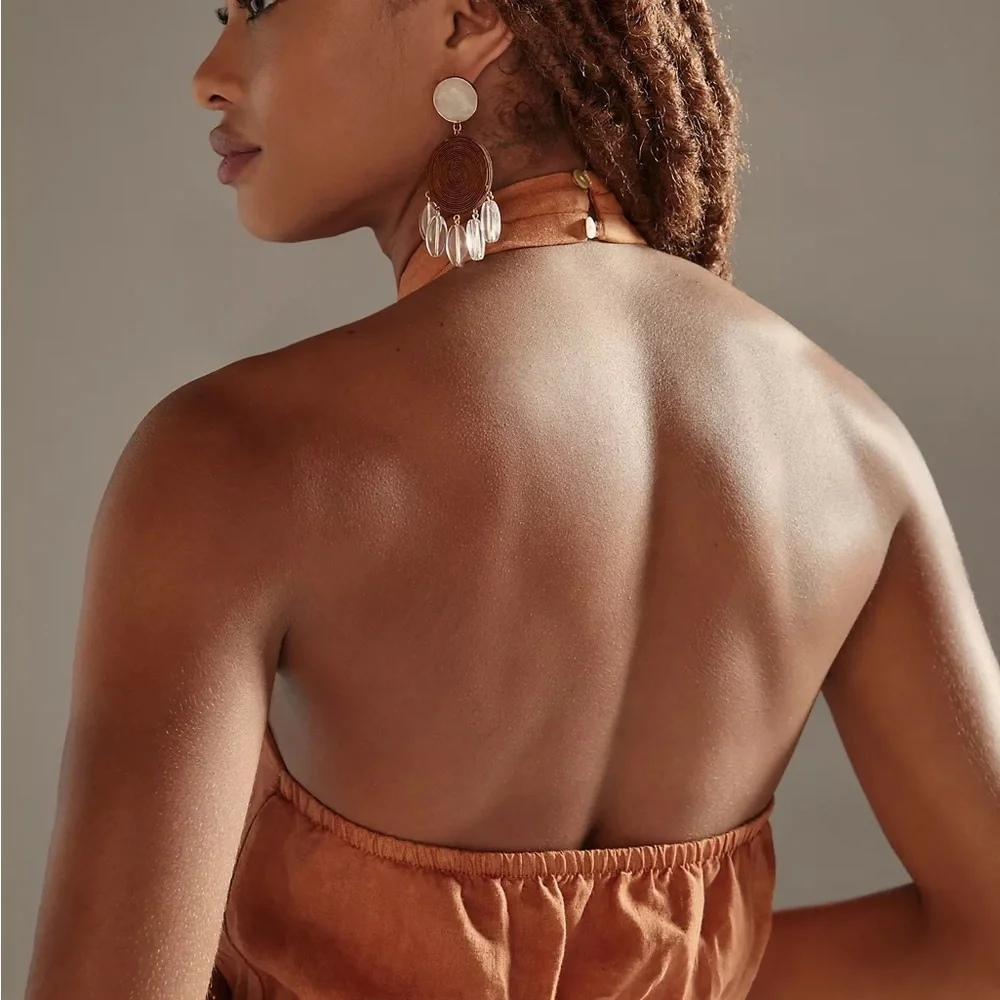 Anthropologie Cloth & Stone Linen Cross-Halter Maxi Dress_7